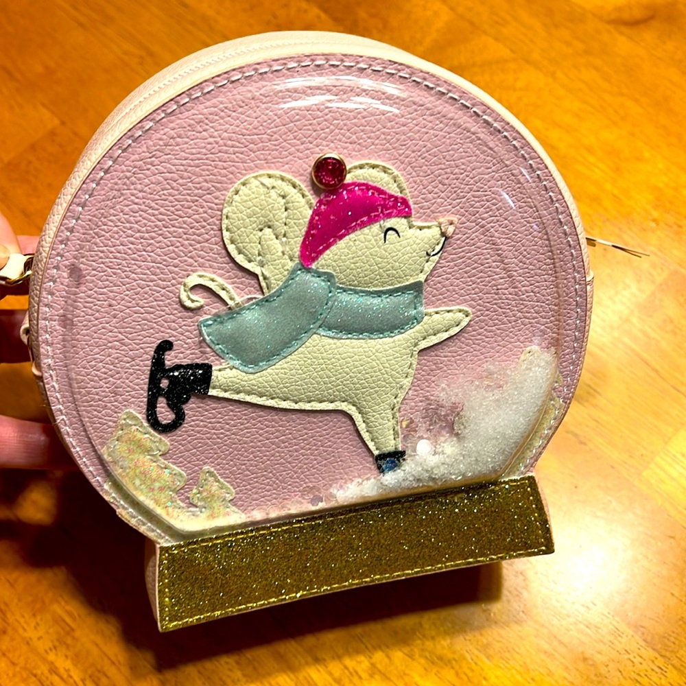 Bath & Body Works - snow globe mini purse -pink with glitter accents throughout